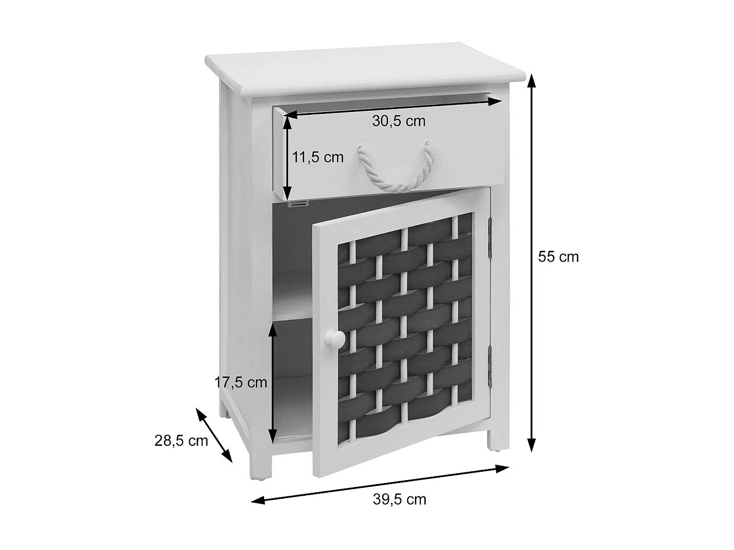 Commode MCW-K83,  grijs, polyrattan donkergrijs