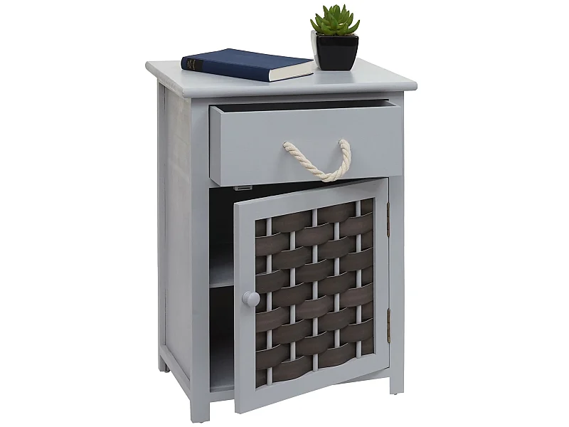 Commode MCW-K83,  gris, poly rotin gris foncé