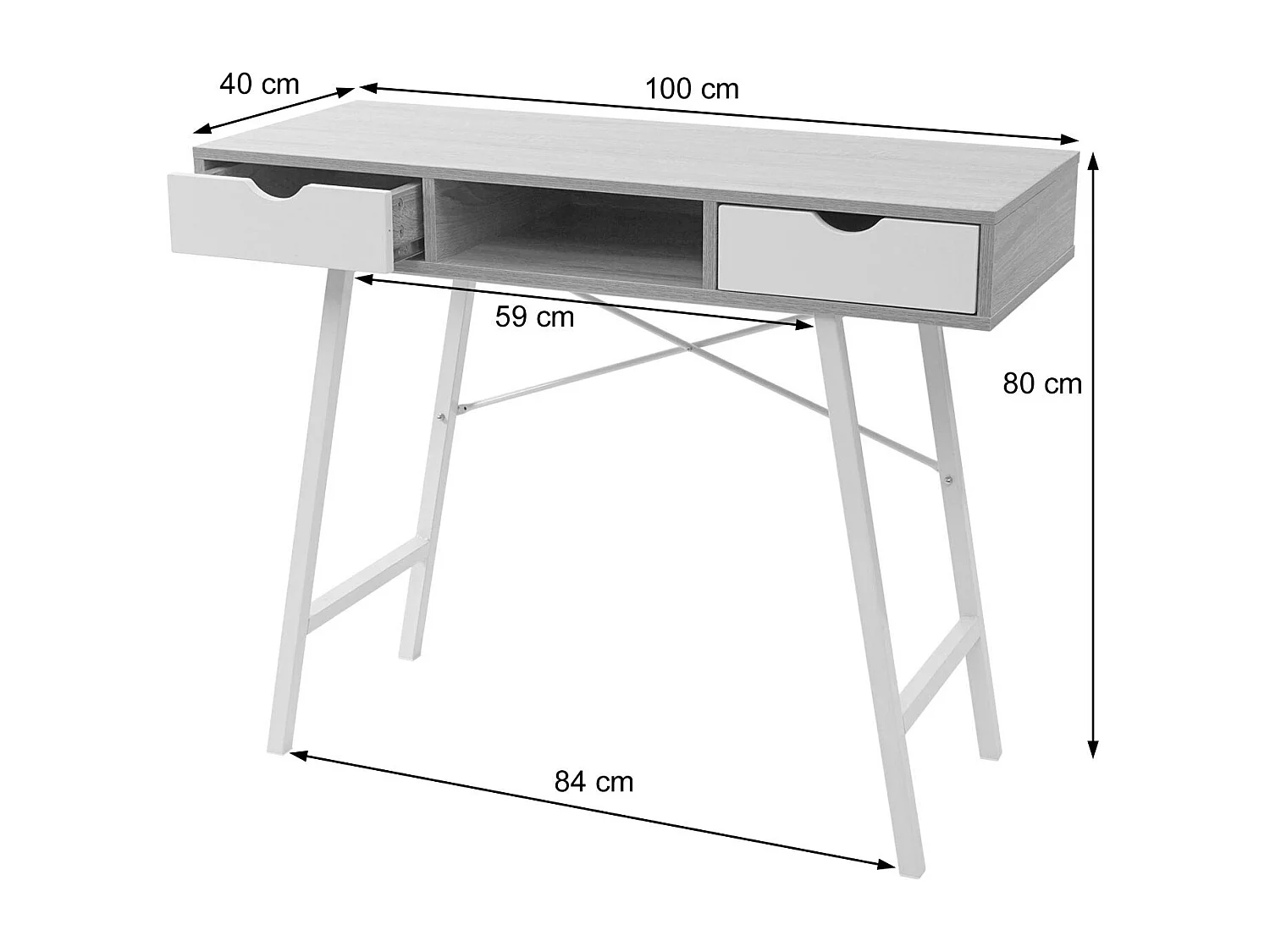 Table console MCW-E92, Console MCW-E92, table de desserte/d'appoint, structure 3D, 100x40cm brun naturel, blanc