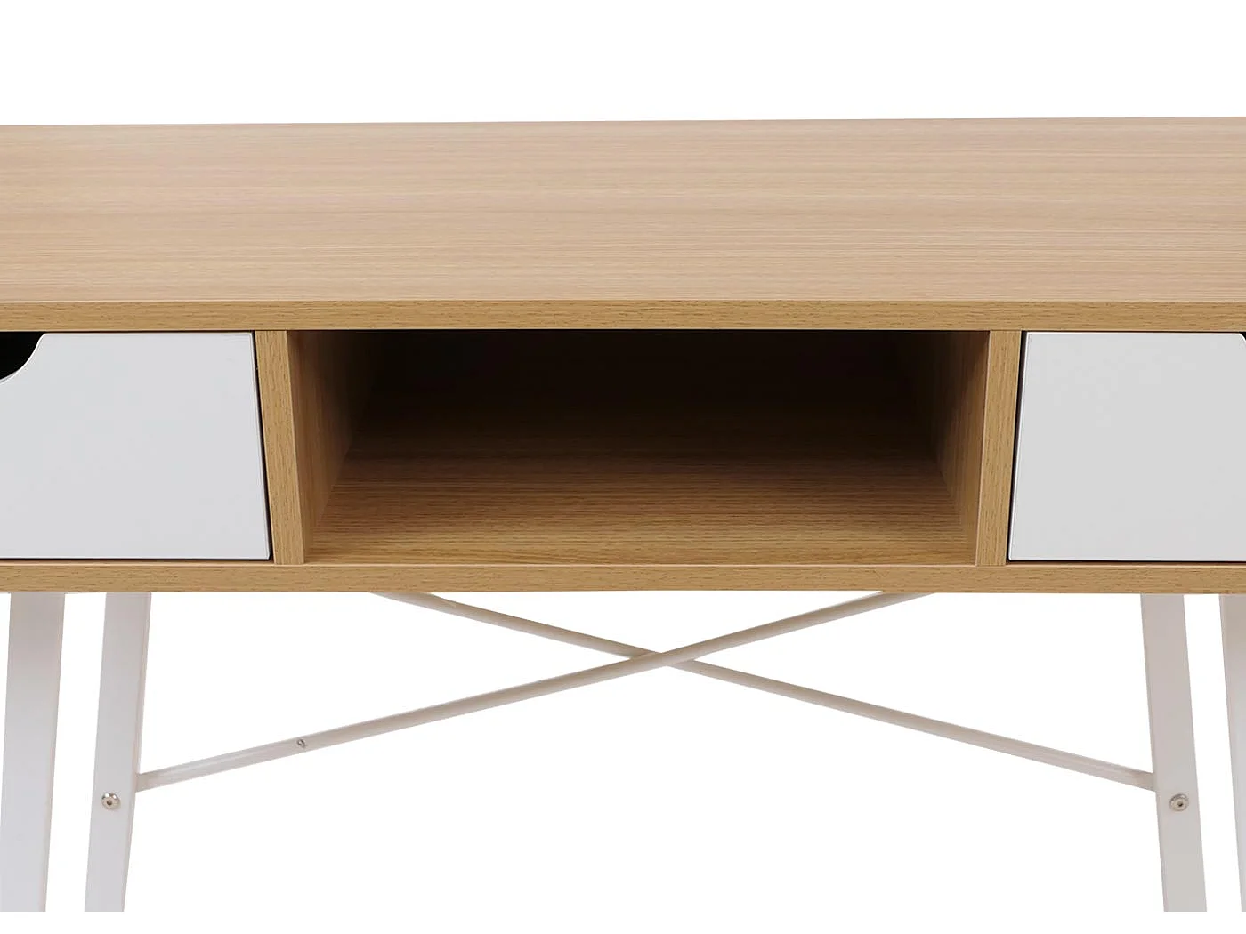 Table console MCW-E92, Console MCW-E92, table de desserte/d'appoint, structure 3D, 100x40cm brun naturel, blanc