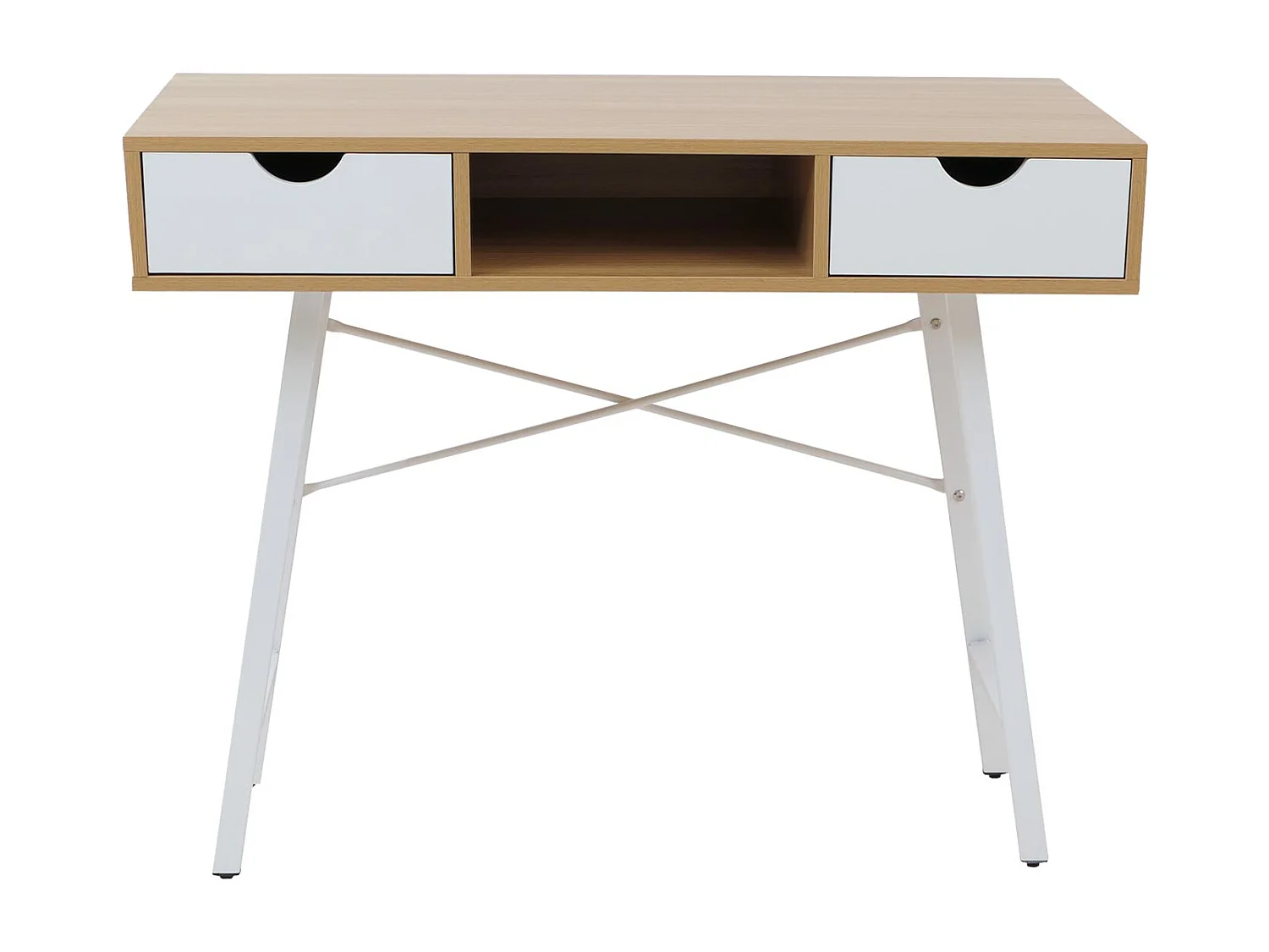 Table console MCW-E92, Console MCW-E92, table de desserte/d'appoint, structure 3D, 100x40cm brun naturel, blanc