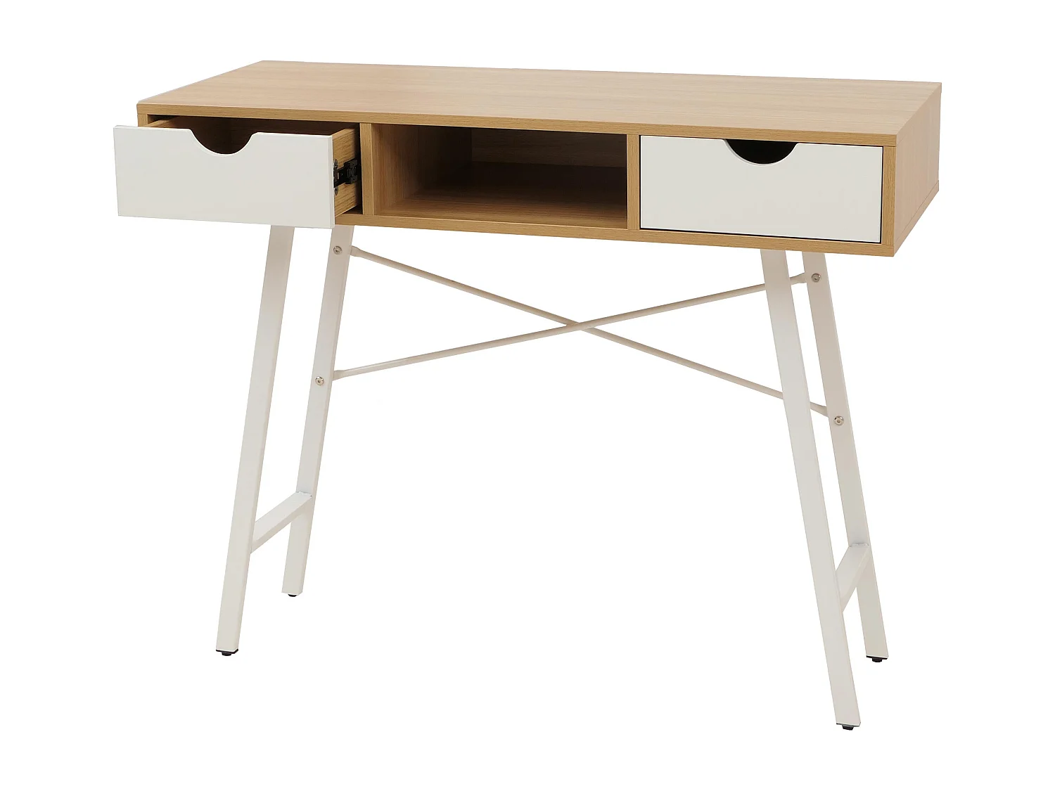 Table console MCW-E92, Console MCW-E92, table de desserte/d'appoint, structure 3D, 100x40cm brun naturel, blanc