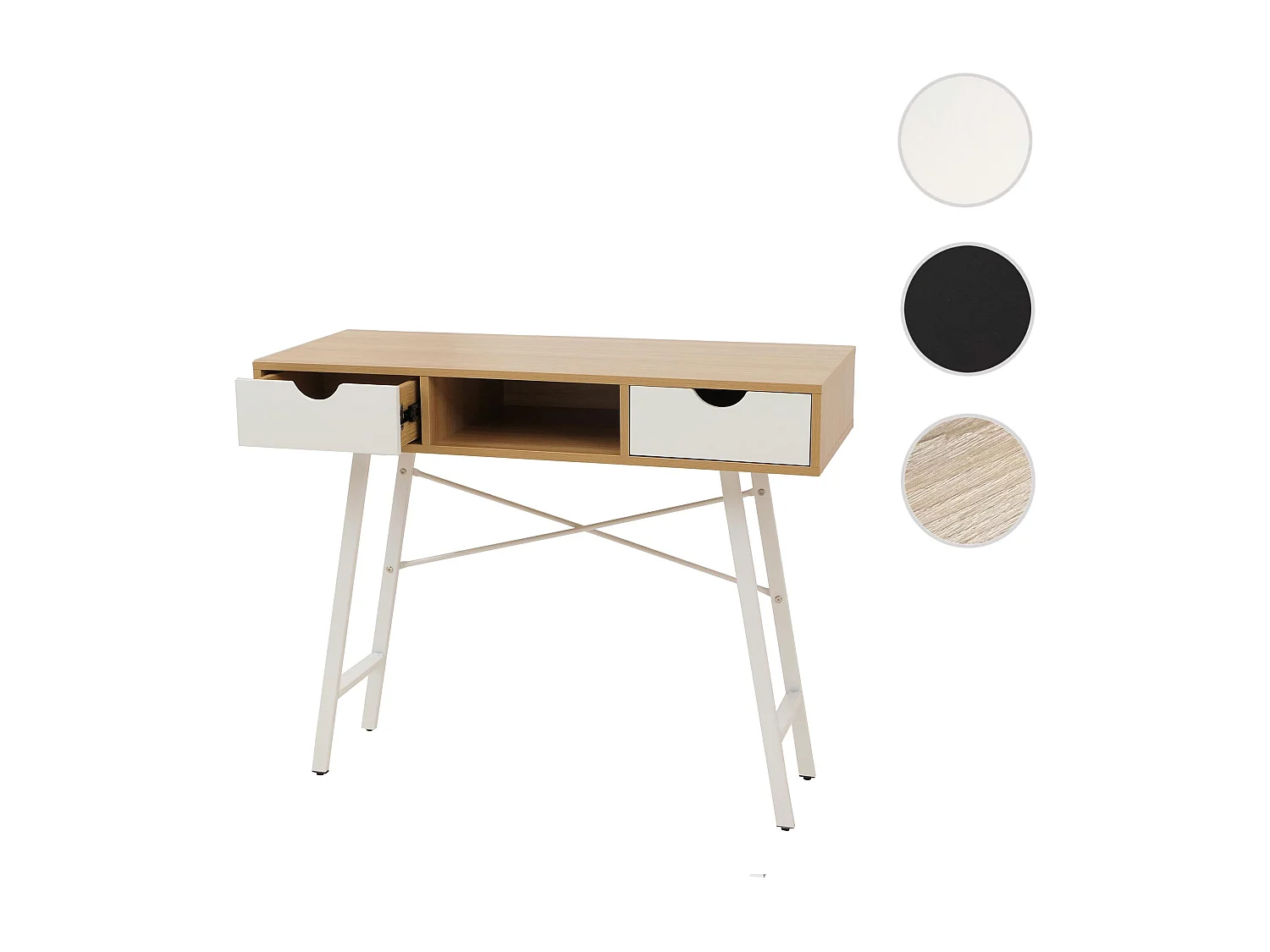 Table console MCW-E92, Console MCW-E92, table de desserte/d'appoint, structure 3D, 100x40cm brun naturel, blanc