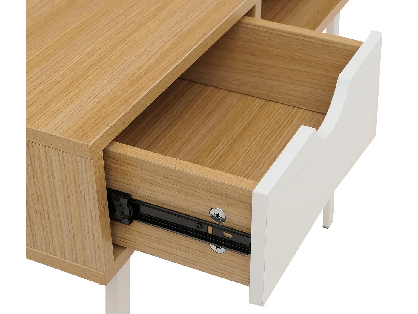 Table console MCW-E92,  brun naturel, blanc