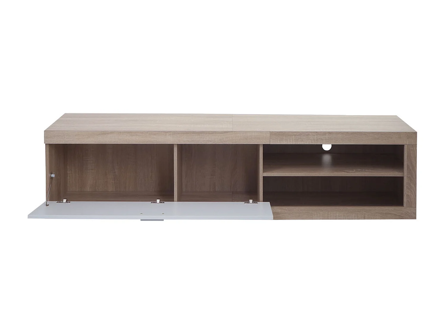 TV-Rack MCW-L33, TV-Board Fernsehtisch Lowboard TV-Schrank Kommode, Holz 43x180x41cm Staufach, Eiche-Optik, weiß