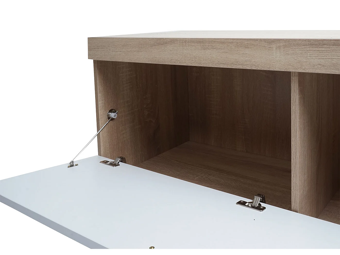 TV-Rack MCW-L33, TV-Board Fernsehtisch Lowboard TV-Schrank Kommode, Holz 43x180x41cm Staufach, Eiche-Optik, weiß