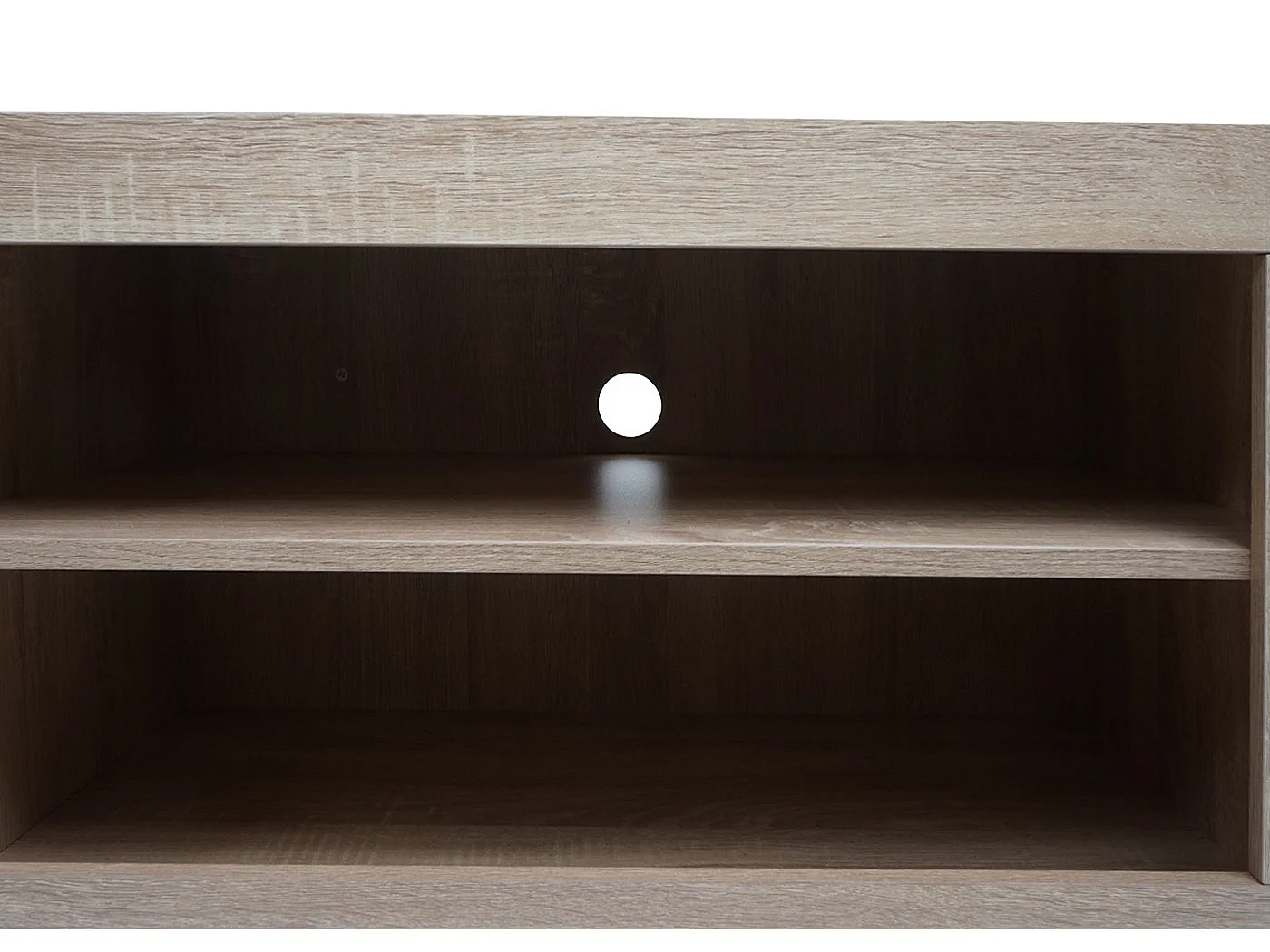 TV-Rack MCW-L33, TV-Board Fernsehtisch Lowboard TV-Schrank Kommode, Holz 43x180x41cm Staufach, Eiche-Optik, weiß
