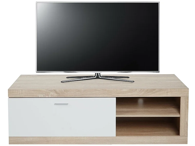 Mobile da salotto porta TV design moderno MCW-L33 43x140x42cm colore rovere e bianco