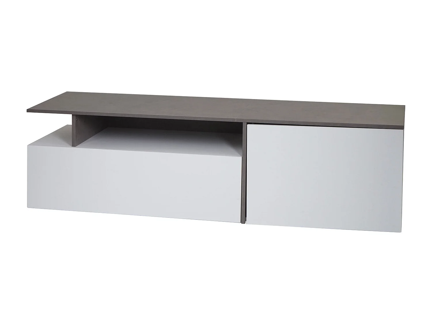 TV-Rack MCW-L34, Lowboard Fernsehtisch Sideboard TV-Schrank Kommode, Holz 45x161x40cm Staufach, Beton-Optik weiß