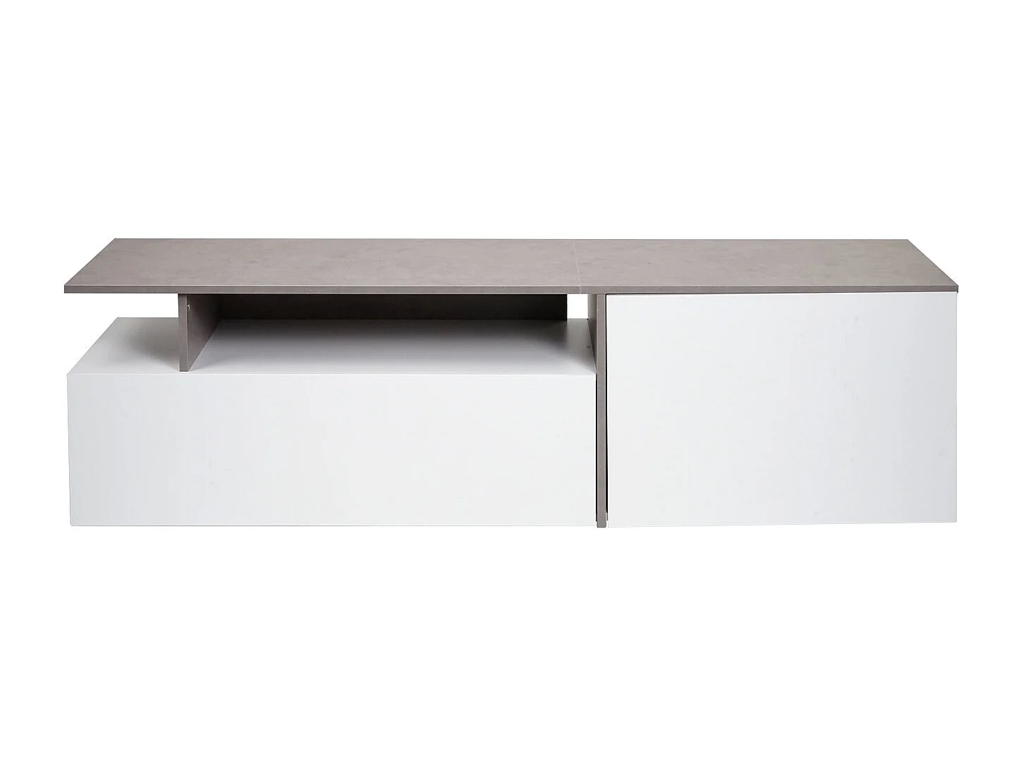 TV-Rack MCW-L34, Lowboard Fernsehtisch Sideboard TV-Schrank Kommode, Holz 45x161x40cm Staufach, Beton-Optik weiß