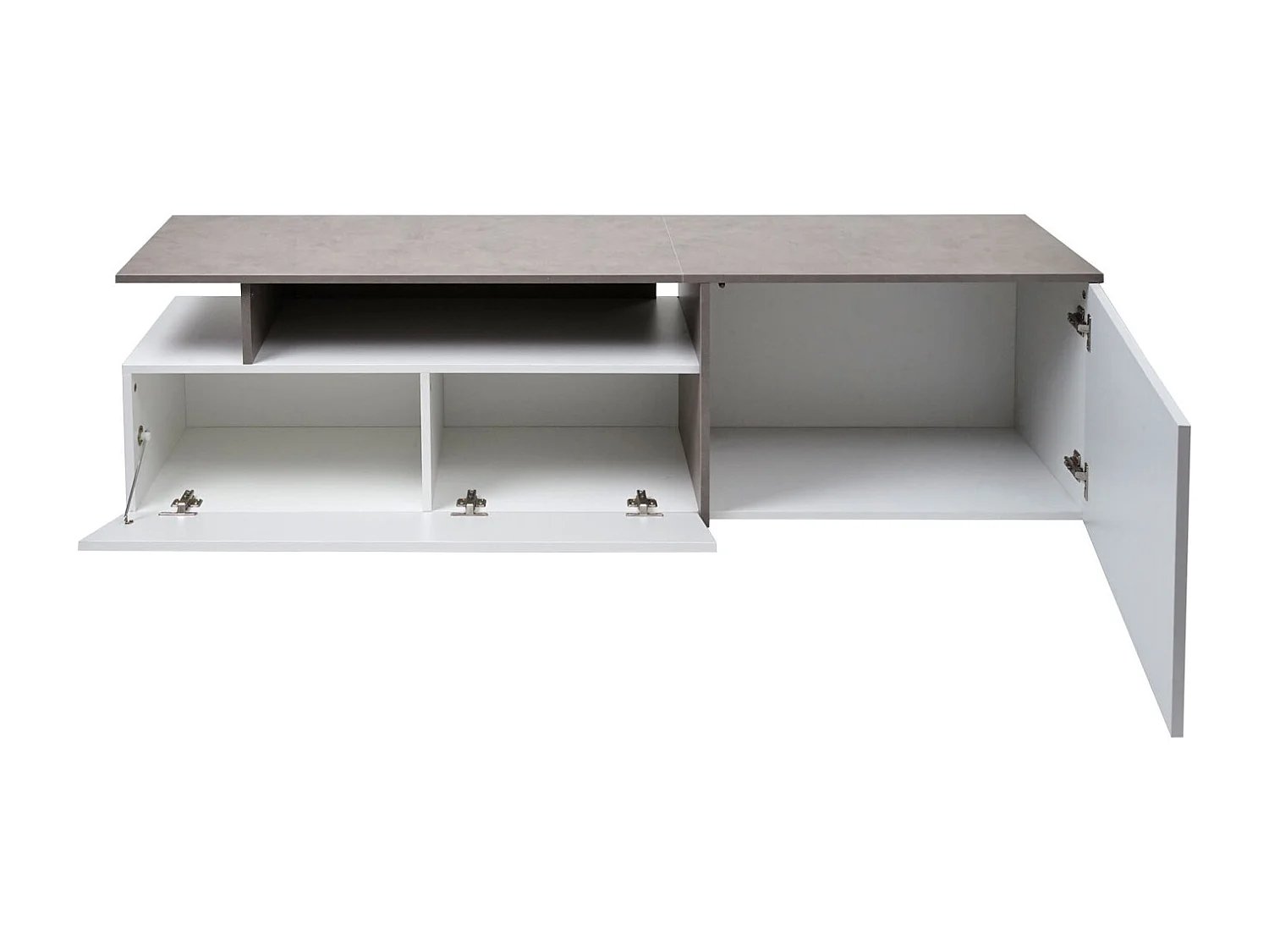 TV-Rack MCW-L34, Lowboard Fernsehtisch Sideboard TV-Schrank Kommode, Holz 45x161x40cm Staufach, Beton-Optik weiß