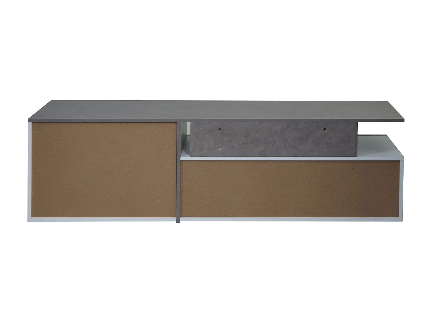 TV-Rack MCW-L34, Lowboard Fernsehtisch Sideboard TV-Schrank Kommode, Holz 45x161x40cm Staufach, Beton-Optik weiß