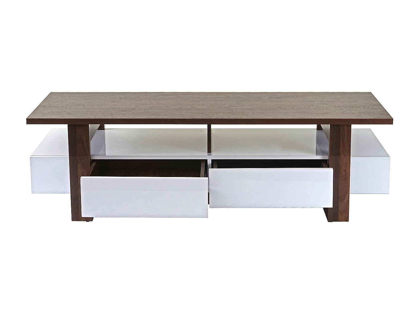 TV-Rack MCW-B51, Fernsehtisch Lowboard Schrank, 3D-Struktur Walnuss-Optik hochglanz 46x150x45cm