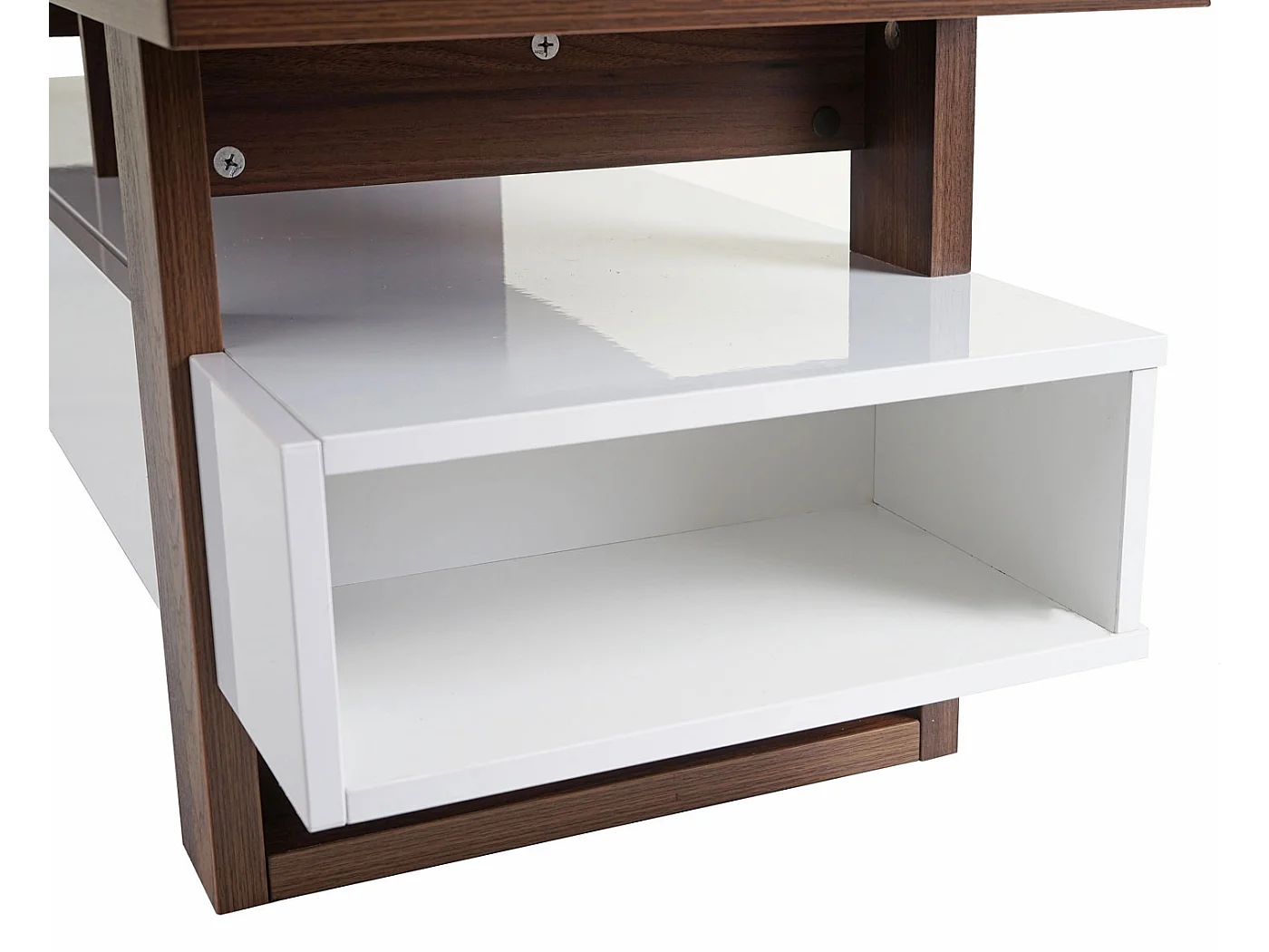 TV-Rack MCW-B51, Fernsehtisch Lowboard Schrank, 3D-Struktur Walnuss-Optik hochglanz 46x150x45cm