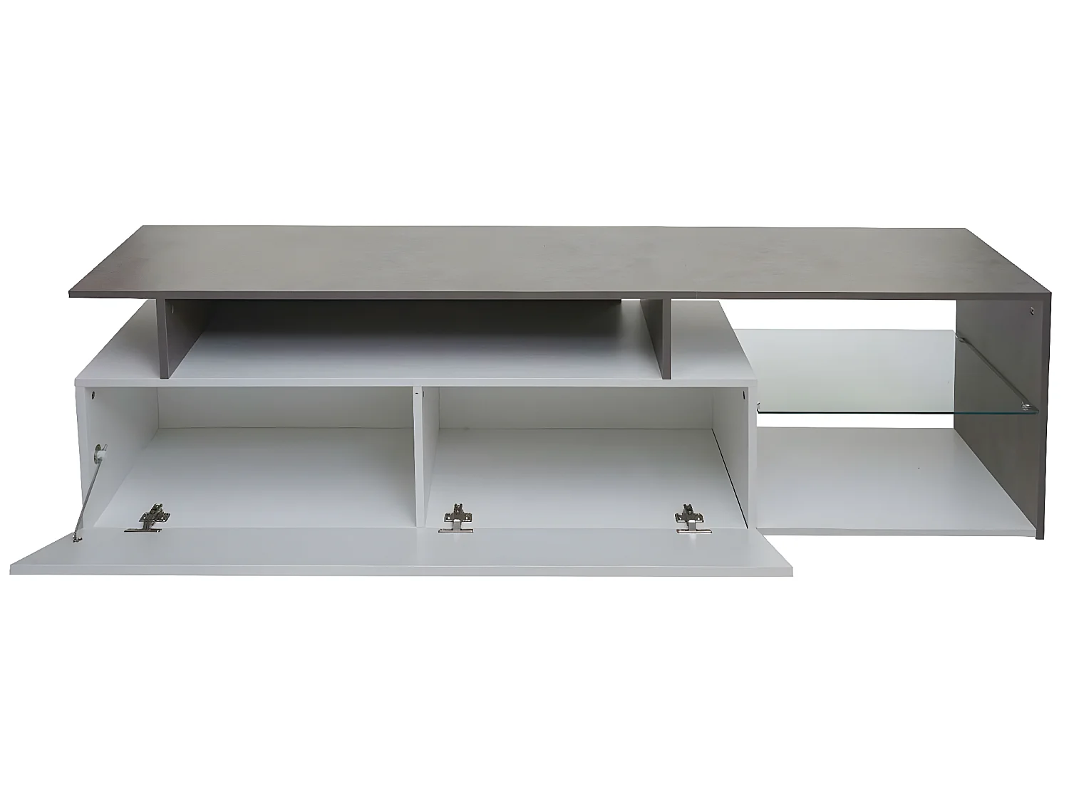 Mobile da salotto porta TV design moderno MCW-L35 47x170x40cm colore grigio e bianco