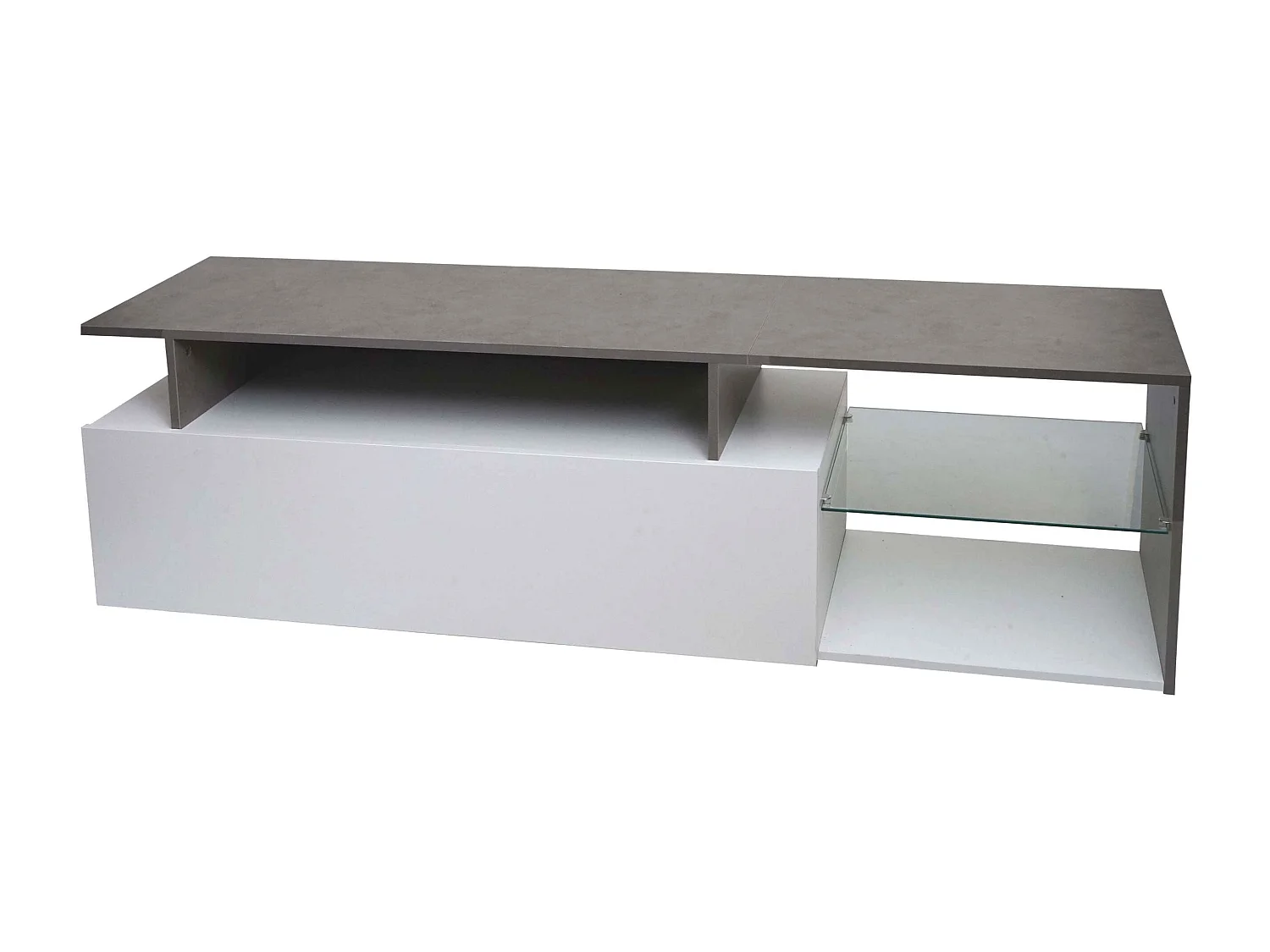 TV-Rack MCW-L35, Lowboard Fernsehtisch Sideboard TV-Schrank Kommode, Holz 47x170x40cm Staufach, Beton-Optik weiß