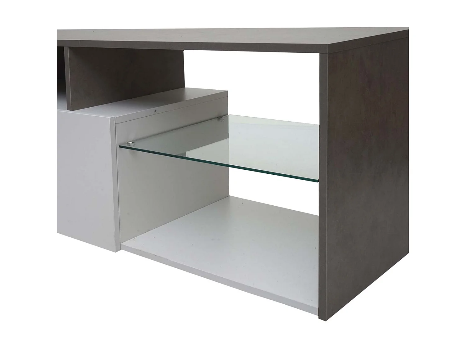 TV-Rack MCW-L35, Lowboard Fernsehtisch Sideboard TV-Schrank Kommode, Holz 47x170x40cm Staufach, Beton-Optik weiß