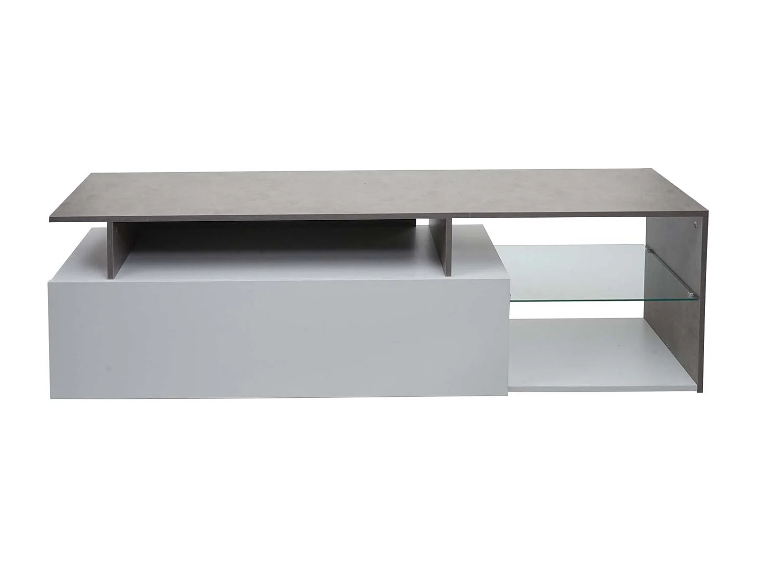 TV-Rack MCW-L35, Lowboard Fernsehtisch Sideboard TV-Schrank Kommode, Holz 47x170x40cm Staufach, Beton-Optik weiß