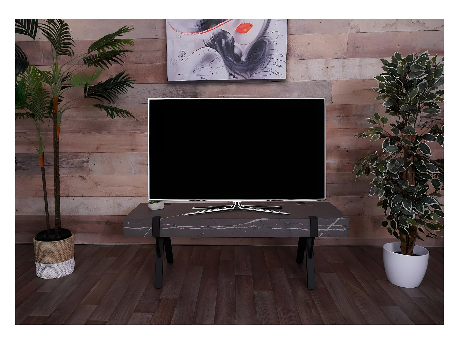 Stojak TV MCW-L54,  marmurowy szary