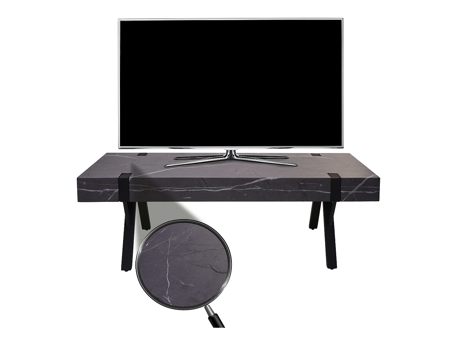 Meuble TV MCW-L54,  aspect marbre gris