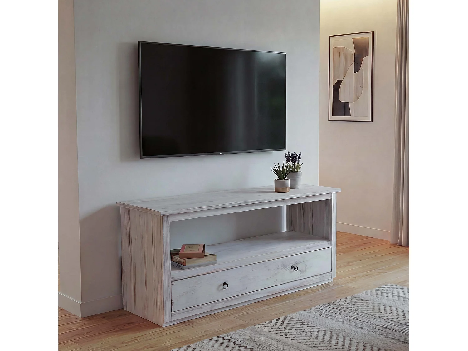 Meuble TV Table de télévision Lowboard,  blanc