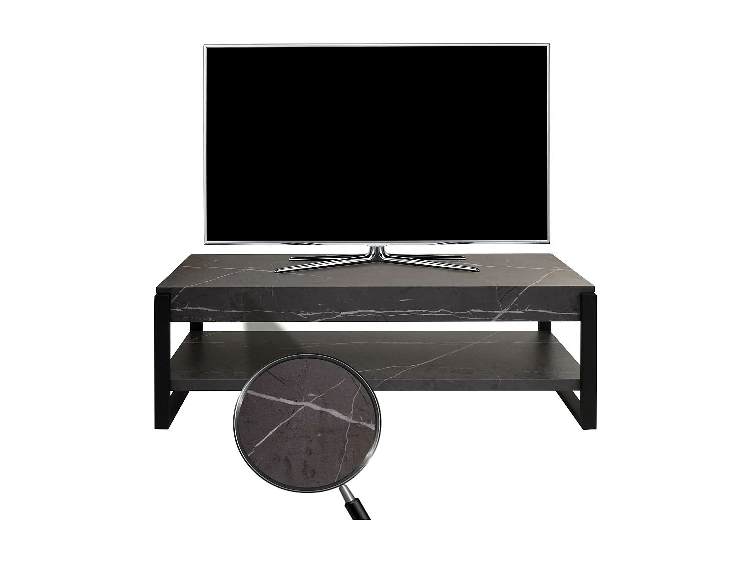 Meuble TV MCW-L53,  aspect marbre gris