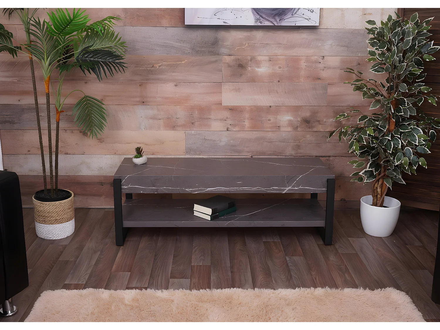 Meuble TV MCW-L53,  aspect marbre gris