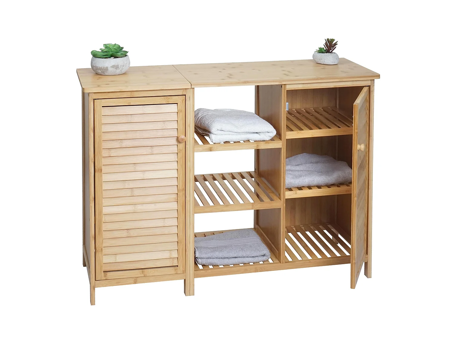 Arredo bagno bambu a listelle serie MCW-B18 armadietto 2 ante 87x99x33cm