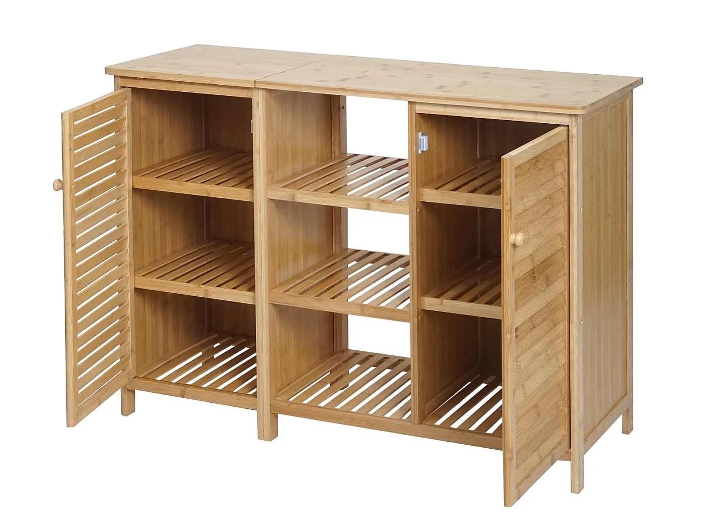 Arredo bagno bambu a listelle serie MCW-B18 armadietto 2 ante 87x99x33cm