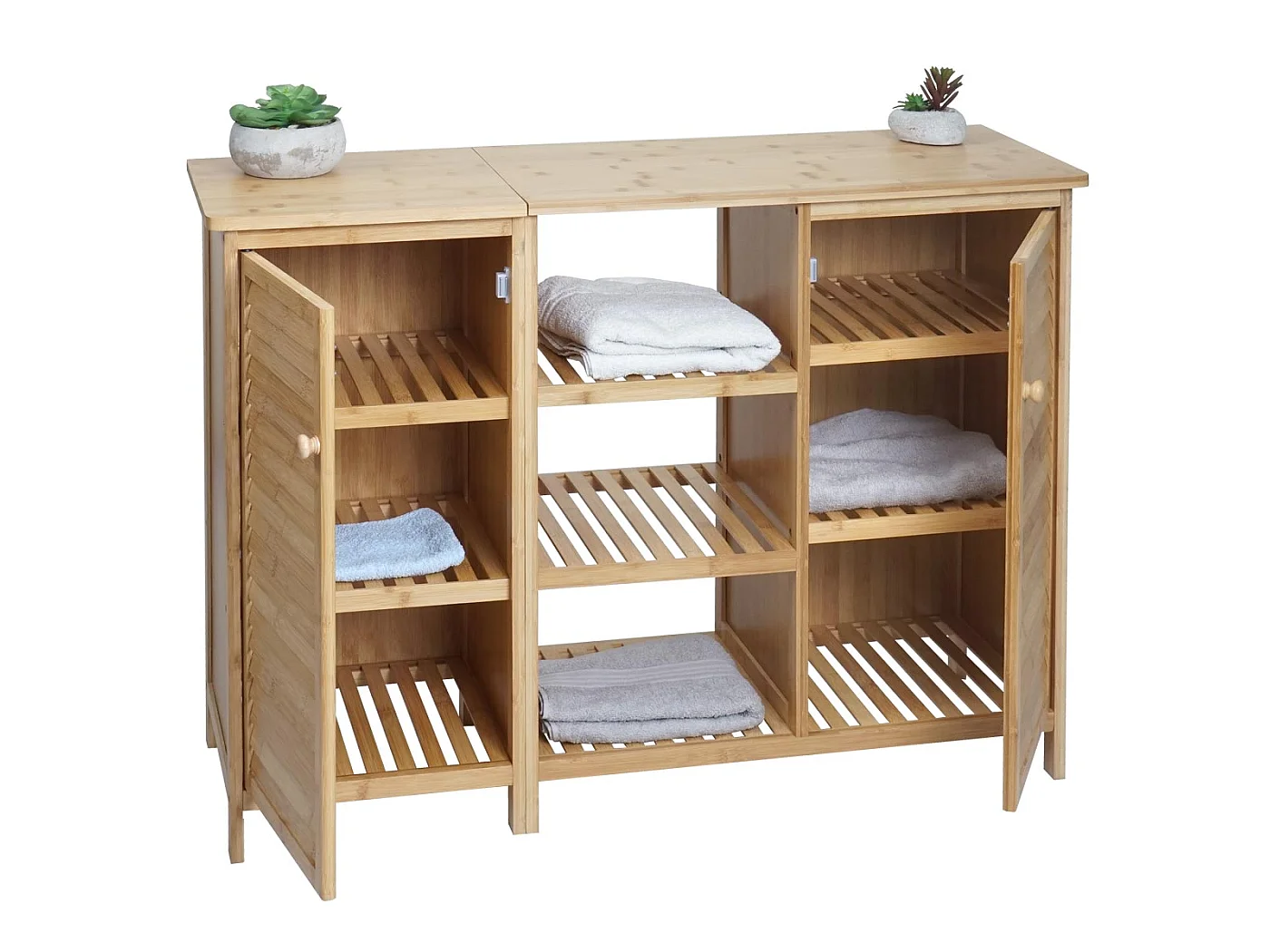 Arredo bagno bambu a listelle serie MCW-B18 armadietto 2 ante 87x99x33cm