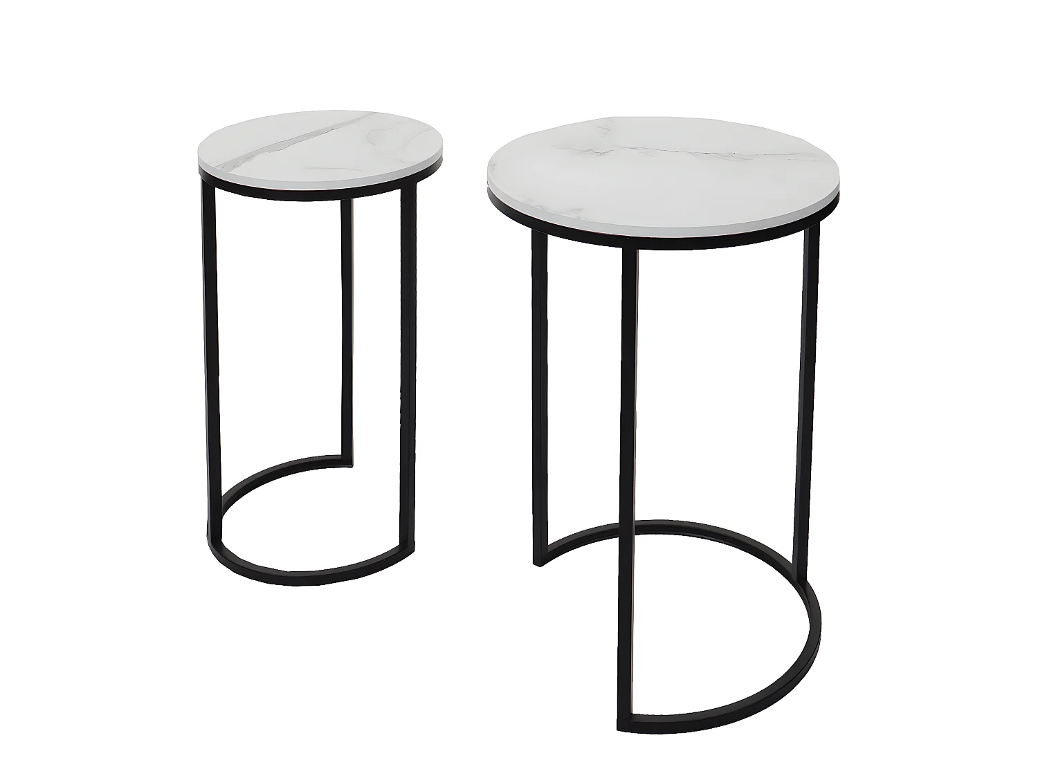 Set van 2 bijzettafels MCW-K46,  wit-zwart