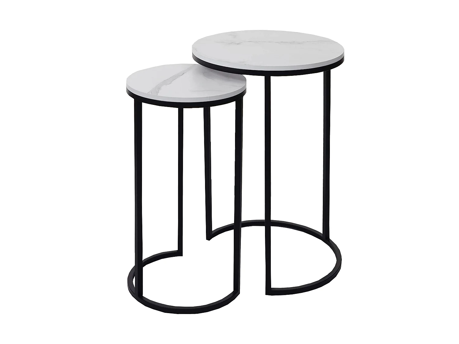 Lot de 2 tables d'appoint MCW-K46,  blanc-noir