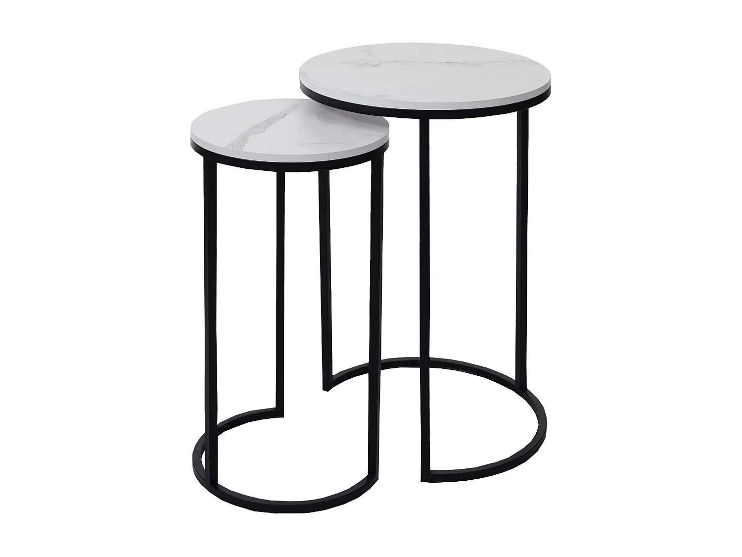 Lot de 2 tables d'appoint MCW-K46,  blanc-noir