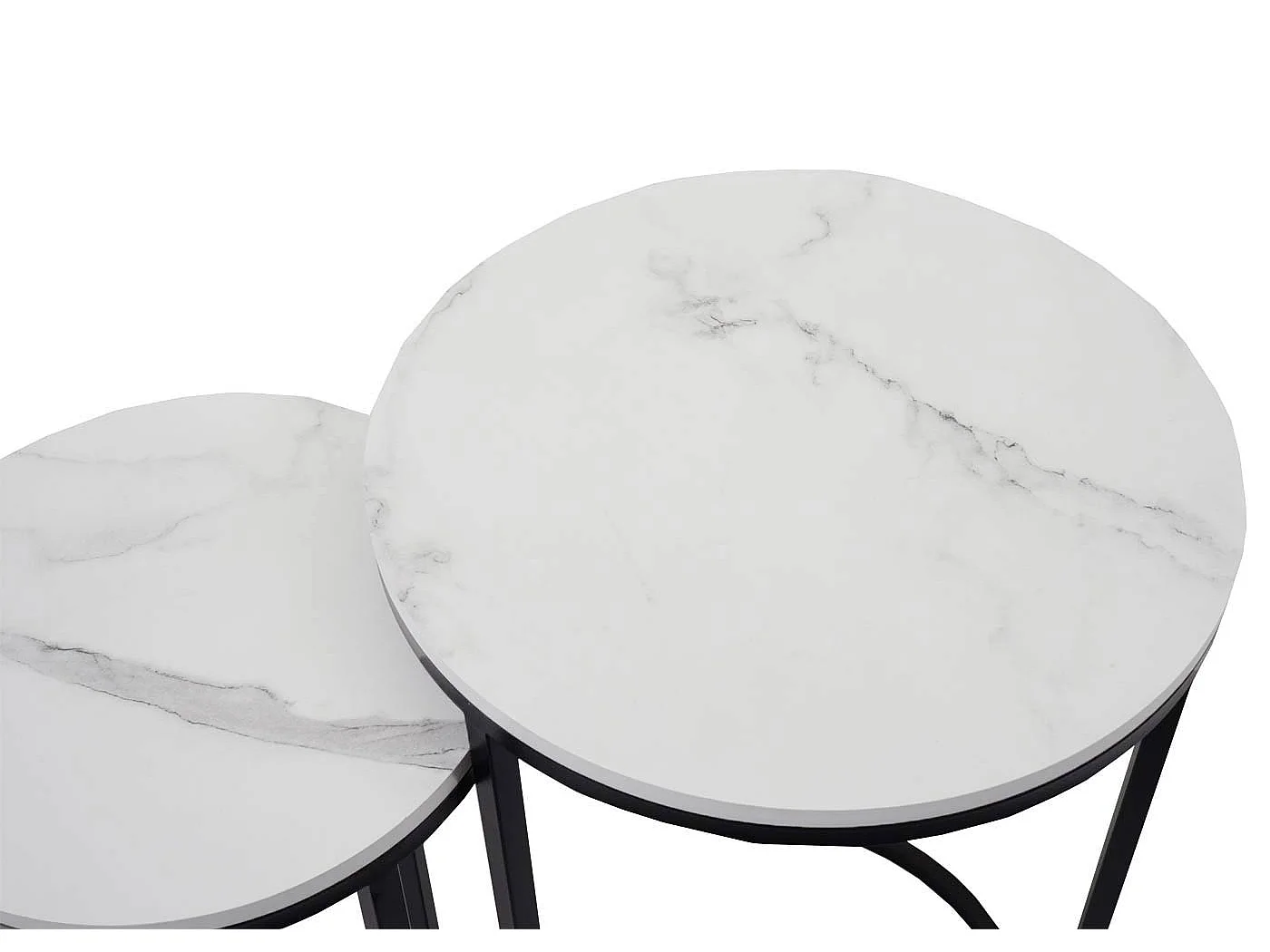 Lot de 2 tables d'appoint MCW-K46,  blanc-noir