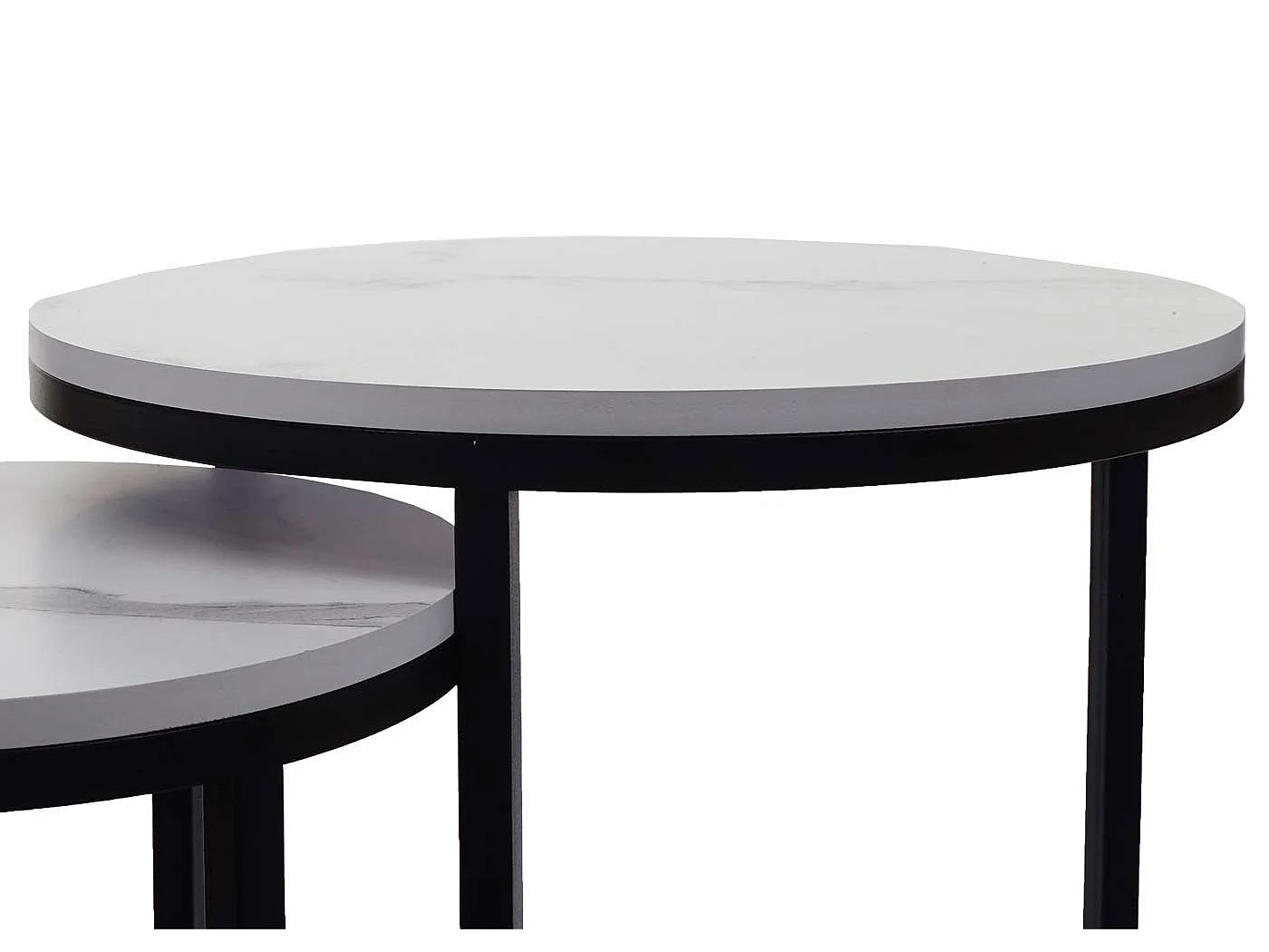 Lot de 2 tables d'appoint MCW-K46,  blanc-noir
