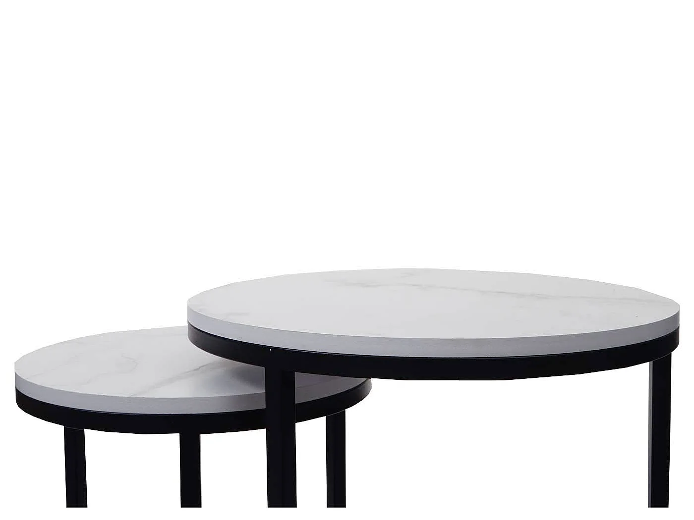 Lot de 2 tables d'appoint MCW-K46,  blanc-noir
