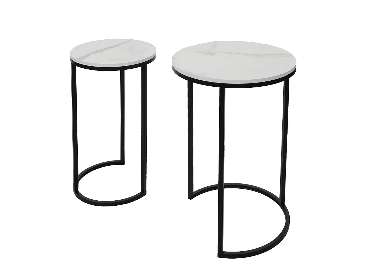 Lot de 2 tables d'appoint MCW-K46,  blanc-noir