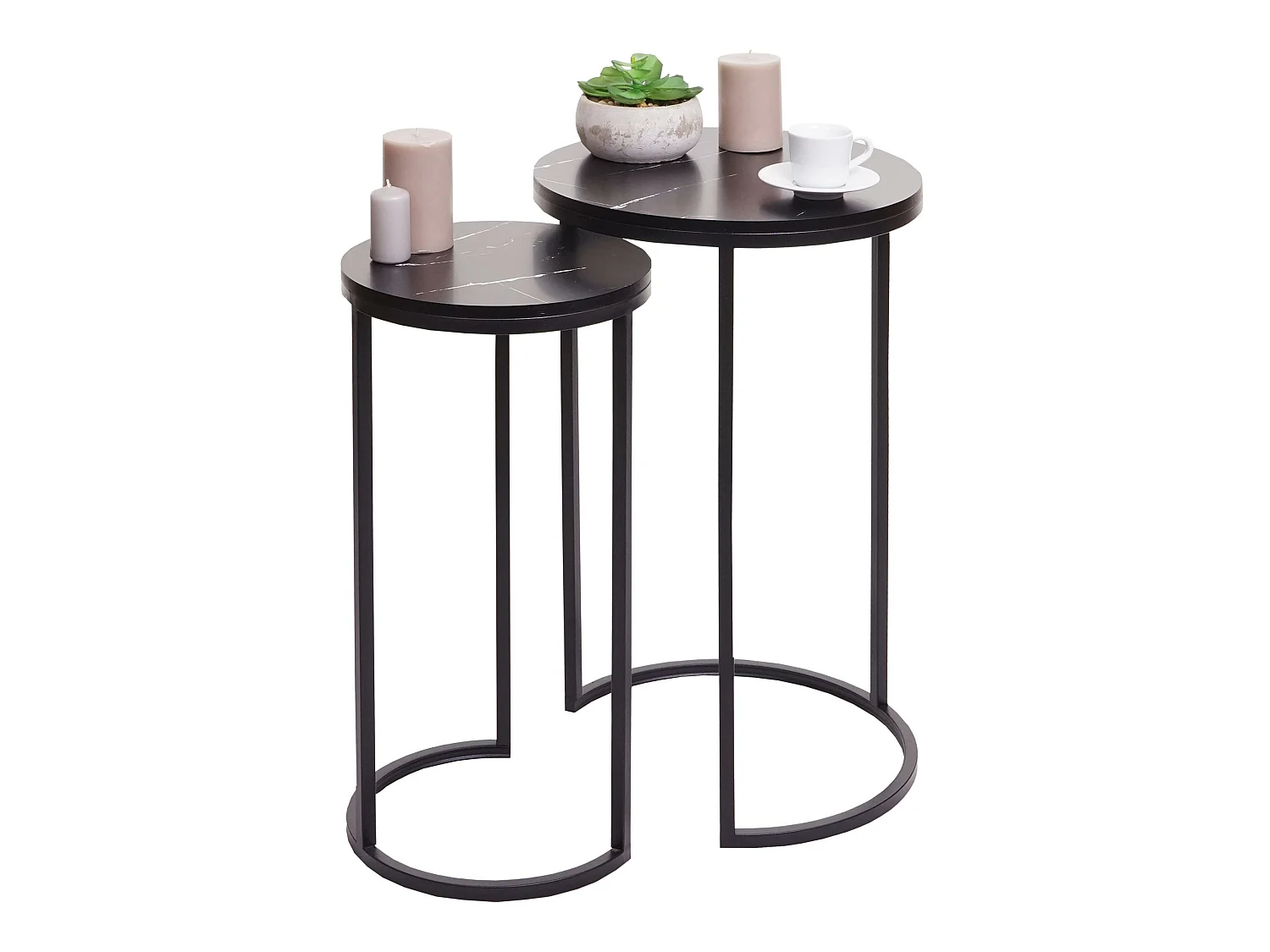 Lot de 2 tables d'appoint MCW-K46,  noir-noir