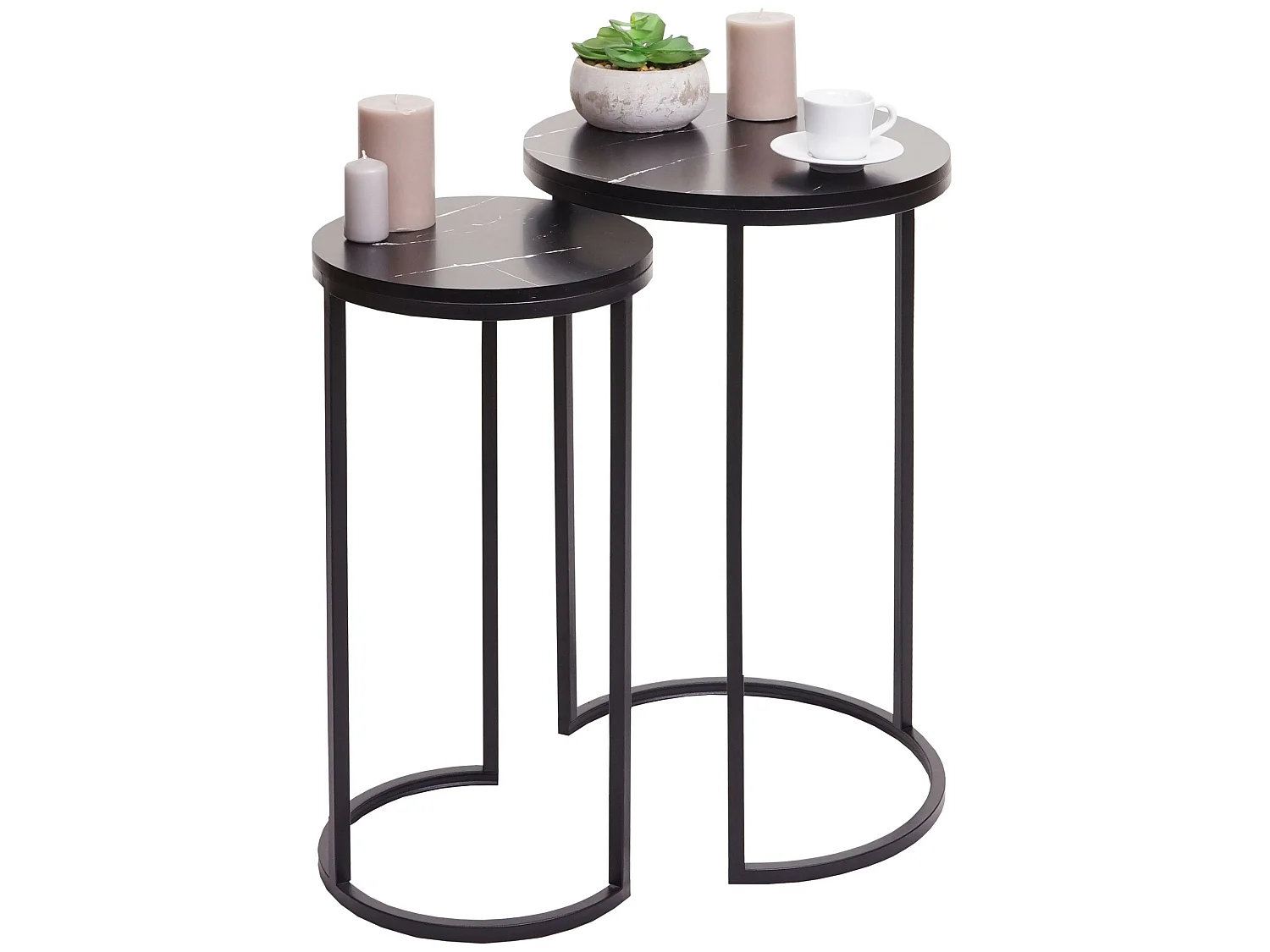Lot de 2 tables d'appoint MCW-K46,  noir-noir