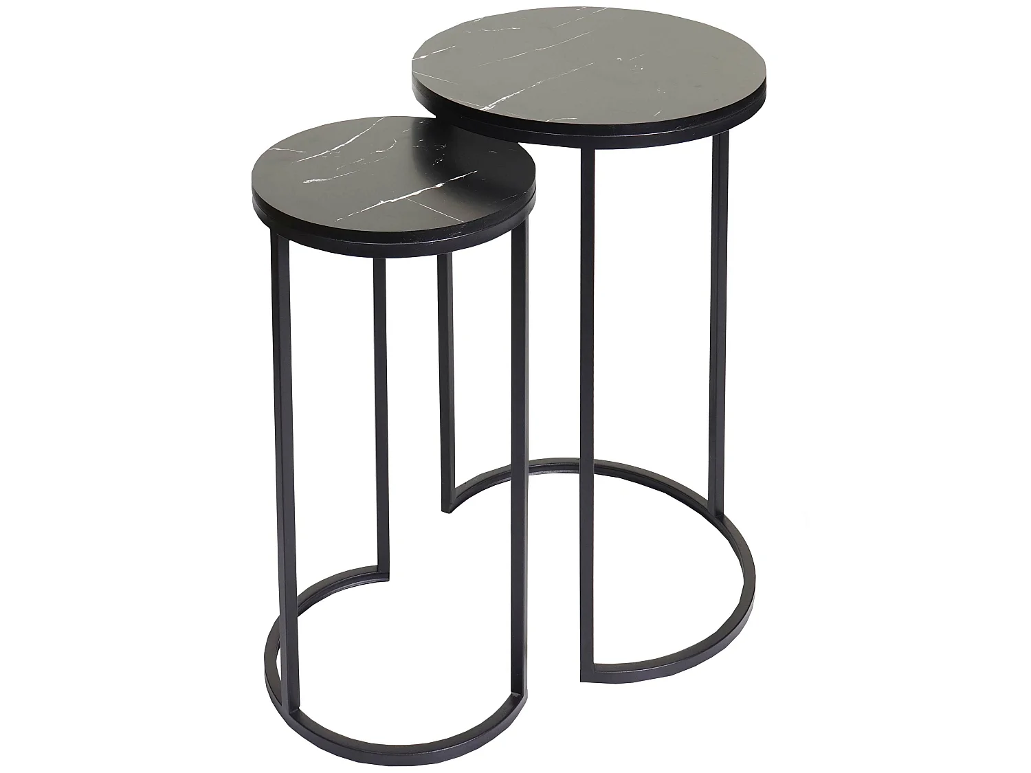 Lot de 2 tables d'appoint MCW-K46,  noir-noir