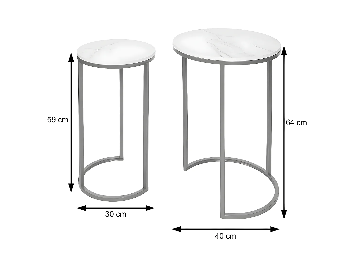 Lot de 2 tables d'appoint MCW-K46,  noir-noir