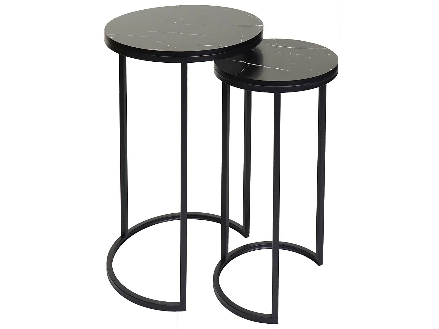 Lot de 2 tables d'appoint MCW-K46,  noir-noir