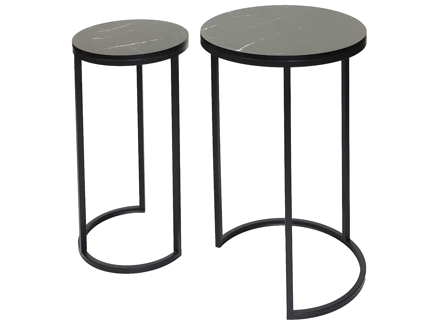 Lot de 2 tables d'appoint MCW-K46,  noir-noir