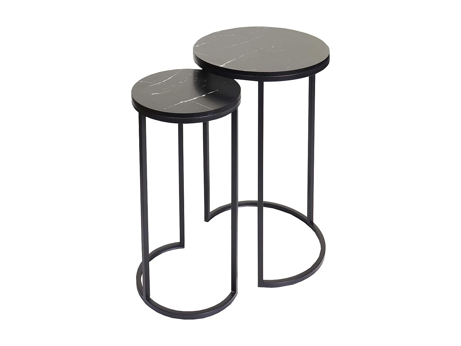Lot de 2 tables d'appoint MCW-K46,  noir-noir