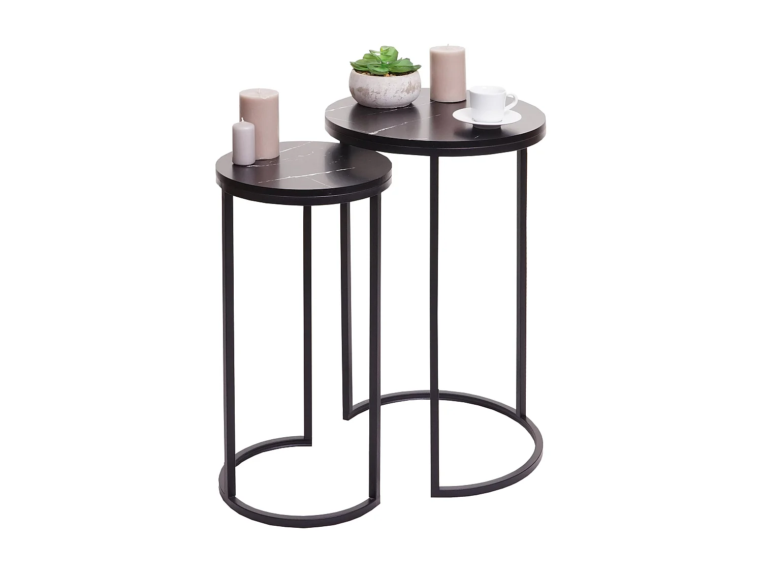 Lot de 2 tables d'appoint MCW-K46,  noir-noir