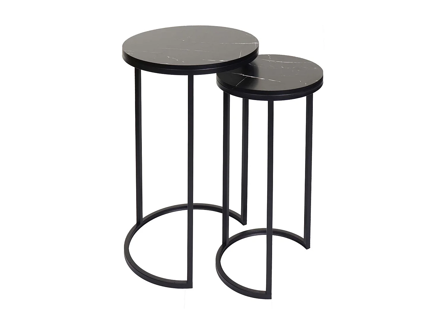 Lot de 2 tables d'appoint MCW-K46,  noir-noir