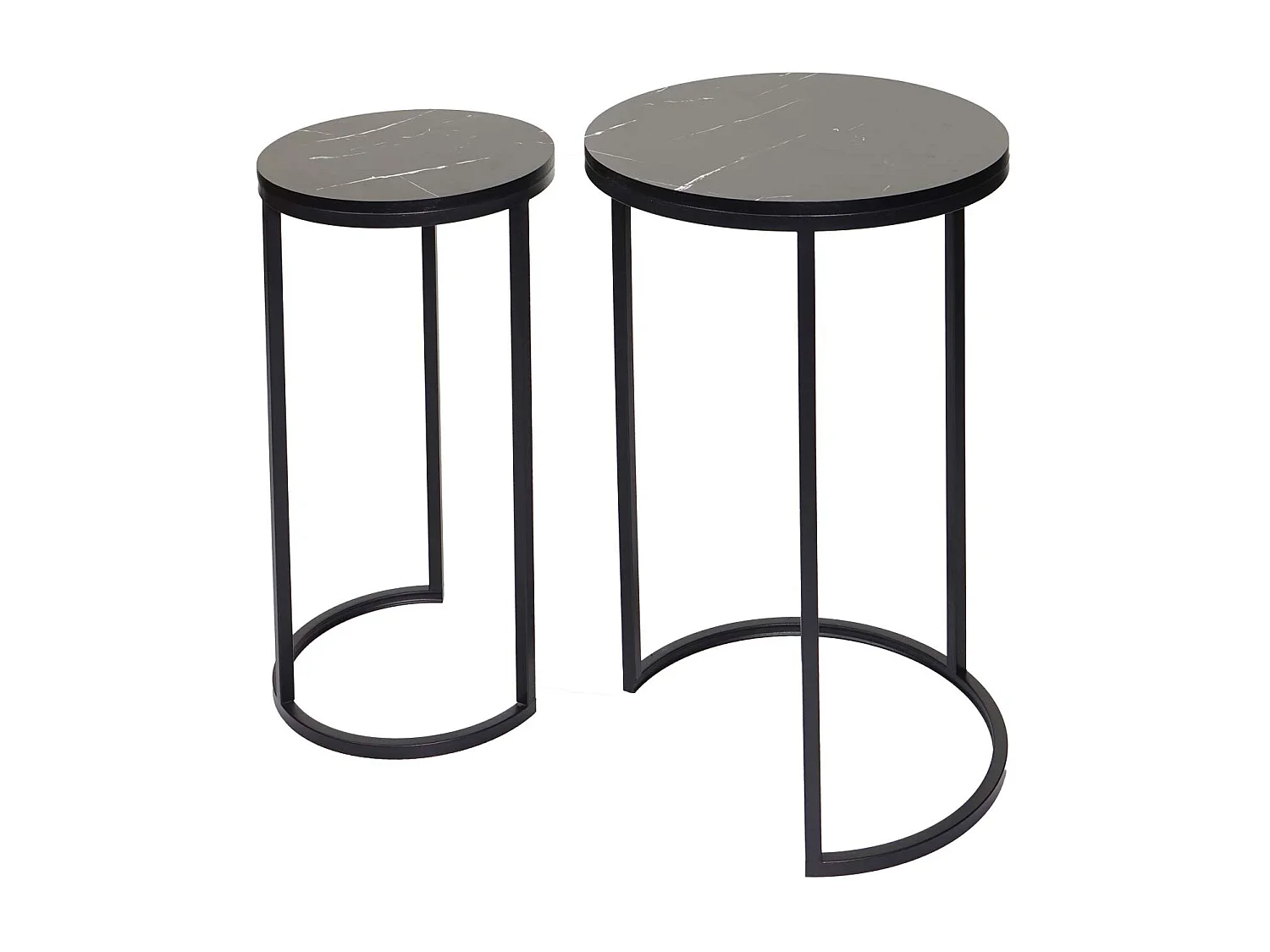 Lot de 2 tables d'appoint MCW-K46,  noir-noir