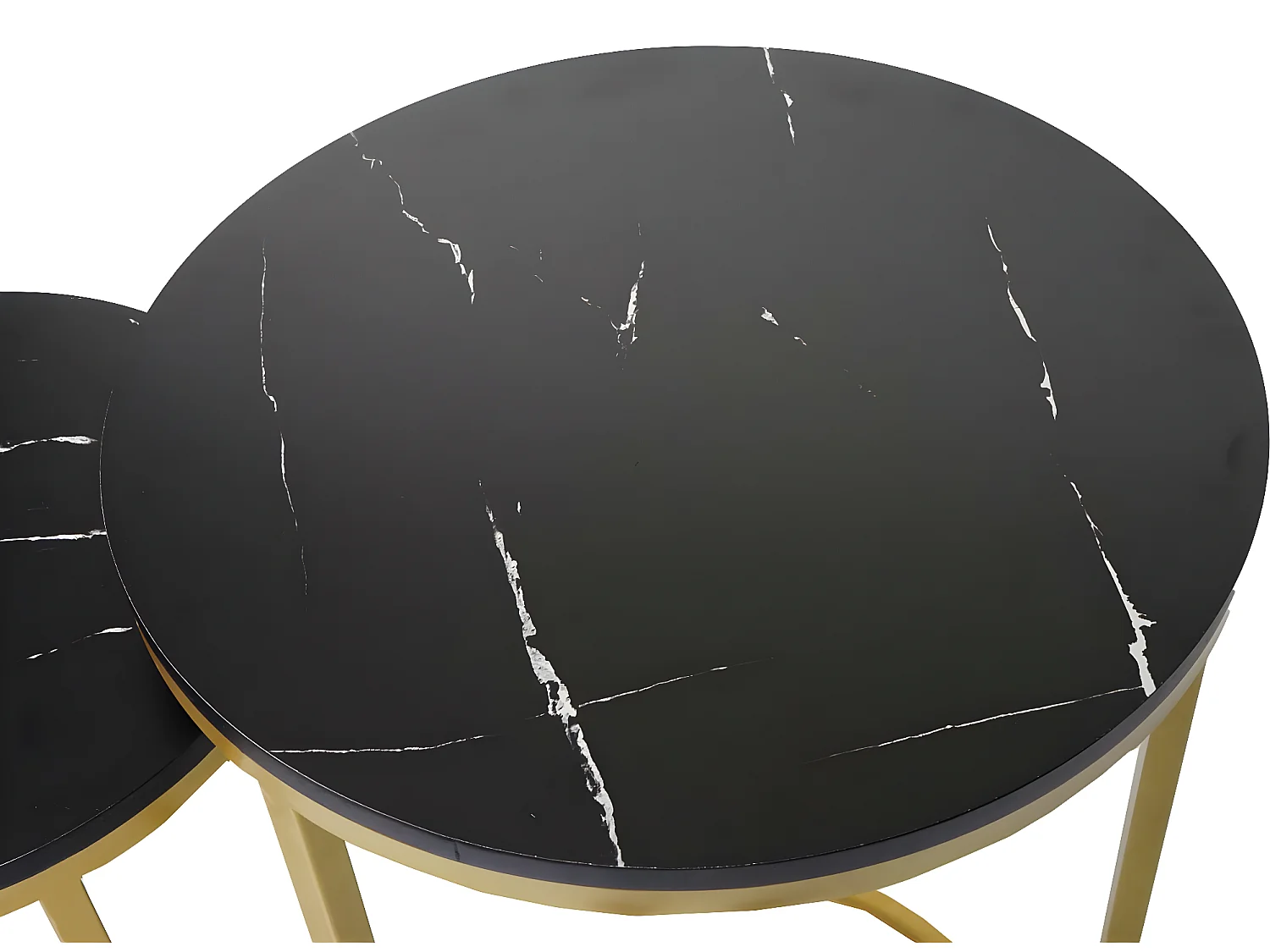 Lot de 2 tables d'appoint MCW-K46,  noir-or