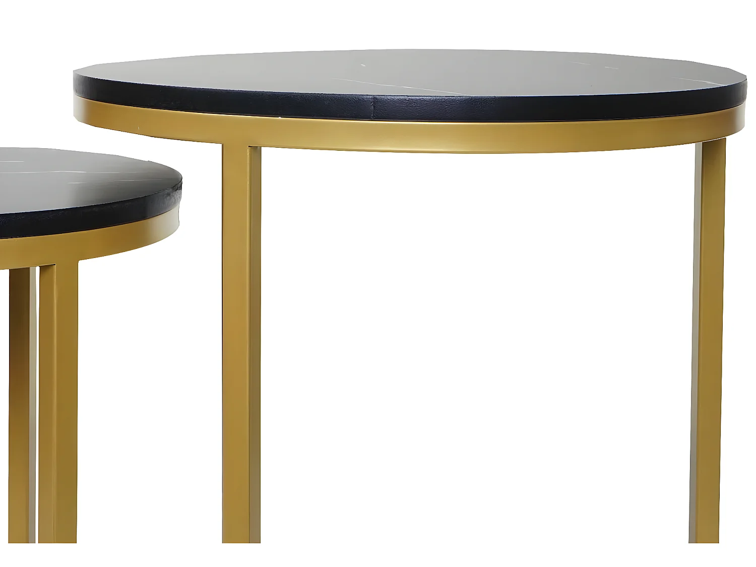 Lot de 2 tables d'appoint MCW-K46,  noir-or