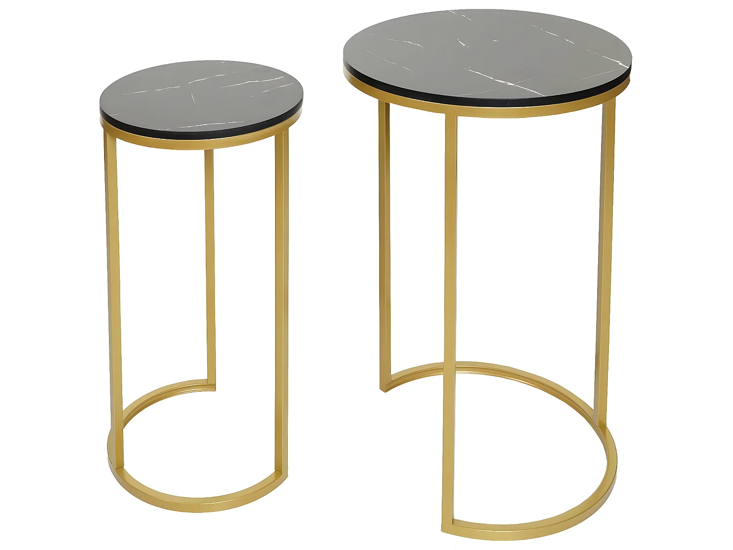 Lot de 2 tables d'appoint MCW-K46,  noir-or
